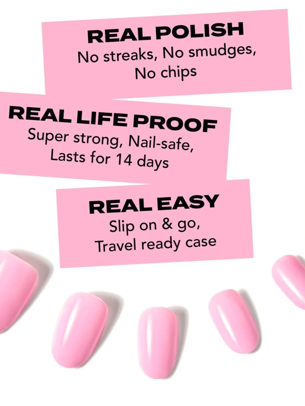 Hard Candy Pink Press-On Nail Set - 24 Round Gel Shine Nails